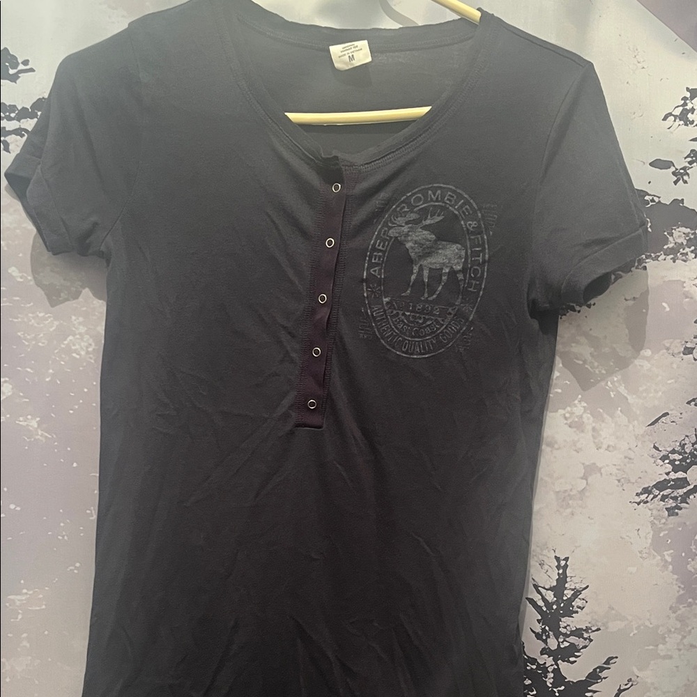 Abercrombie & Fitch Charcoal Henley Tee